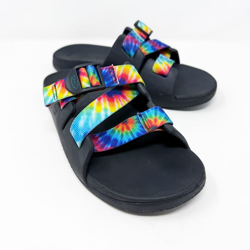 Chaco Multicolor Tie Dye Slide Sandals Women's Size 6 EUC Arch Support